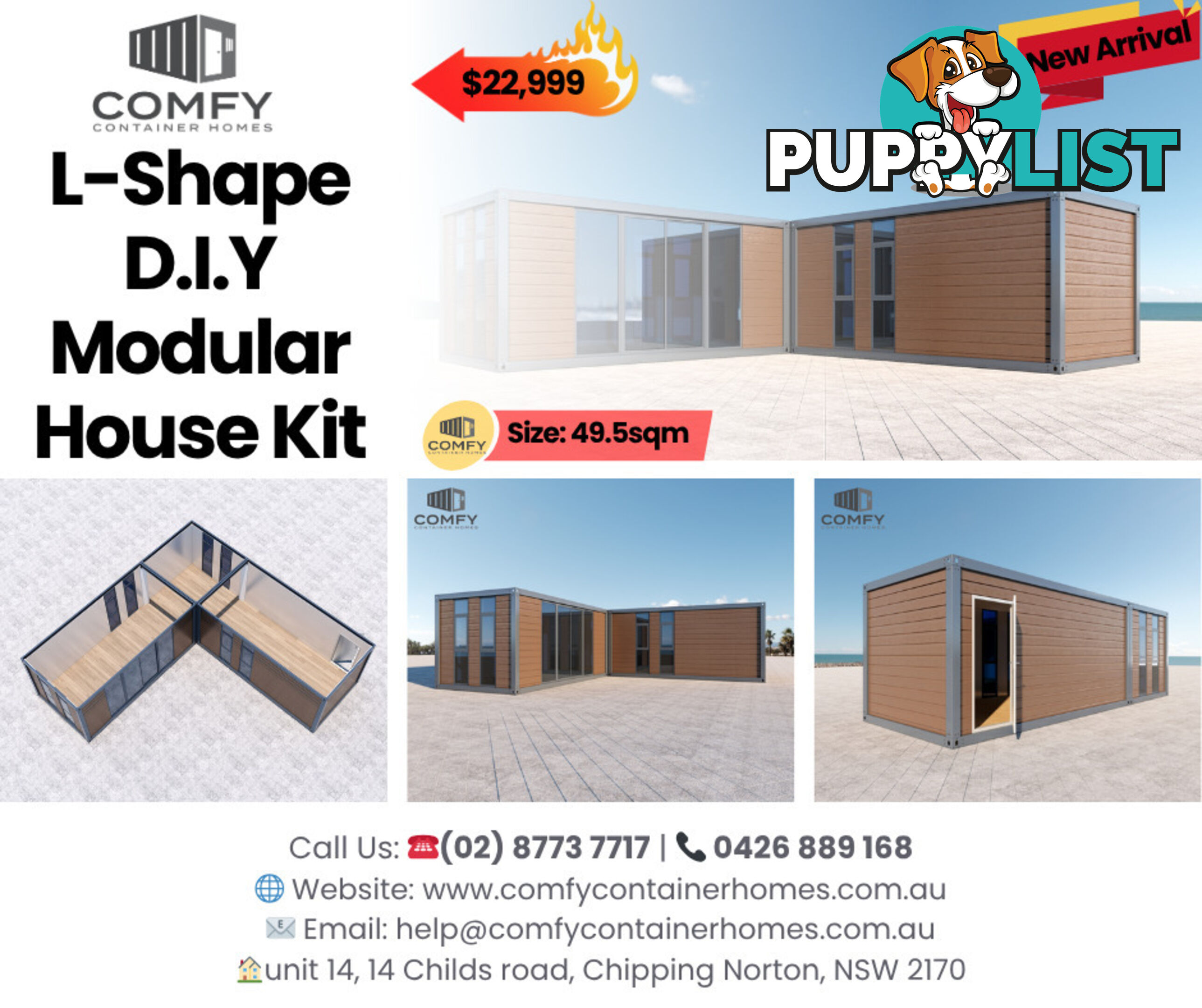 L-Shape Tiny House DIY Kit 49.5 SQM