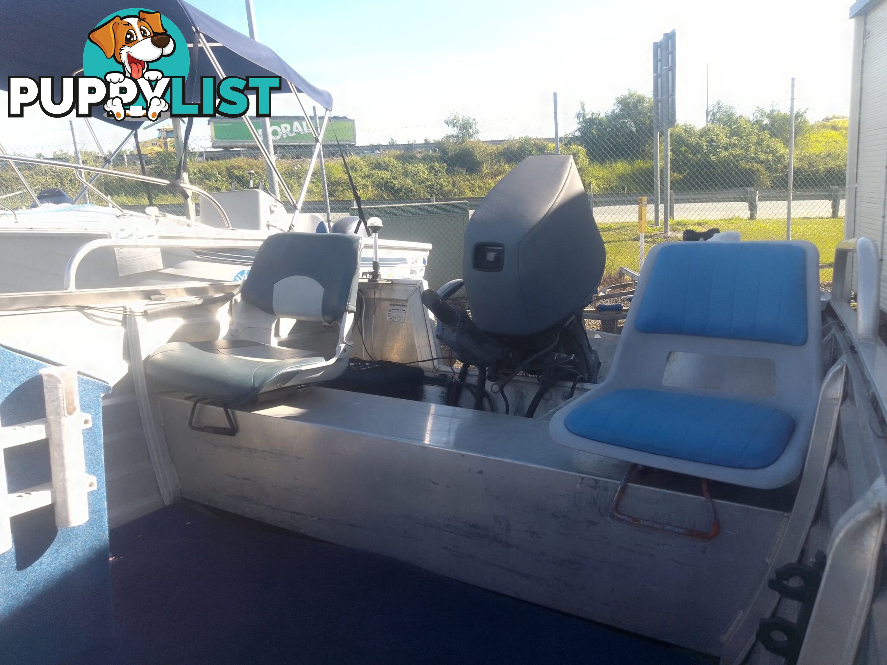 USED SEAJAY MAGNUM 4.35M OPEN DINGHY WITH A 2012 40HP YAMAHA OUTBOARD ON A 2002 REDCO SINGLE AXLE BOAT TRAILER