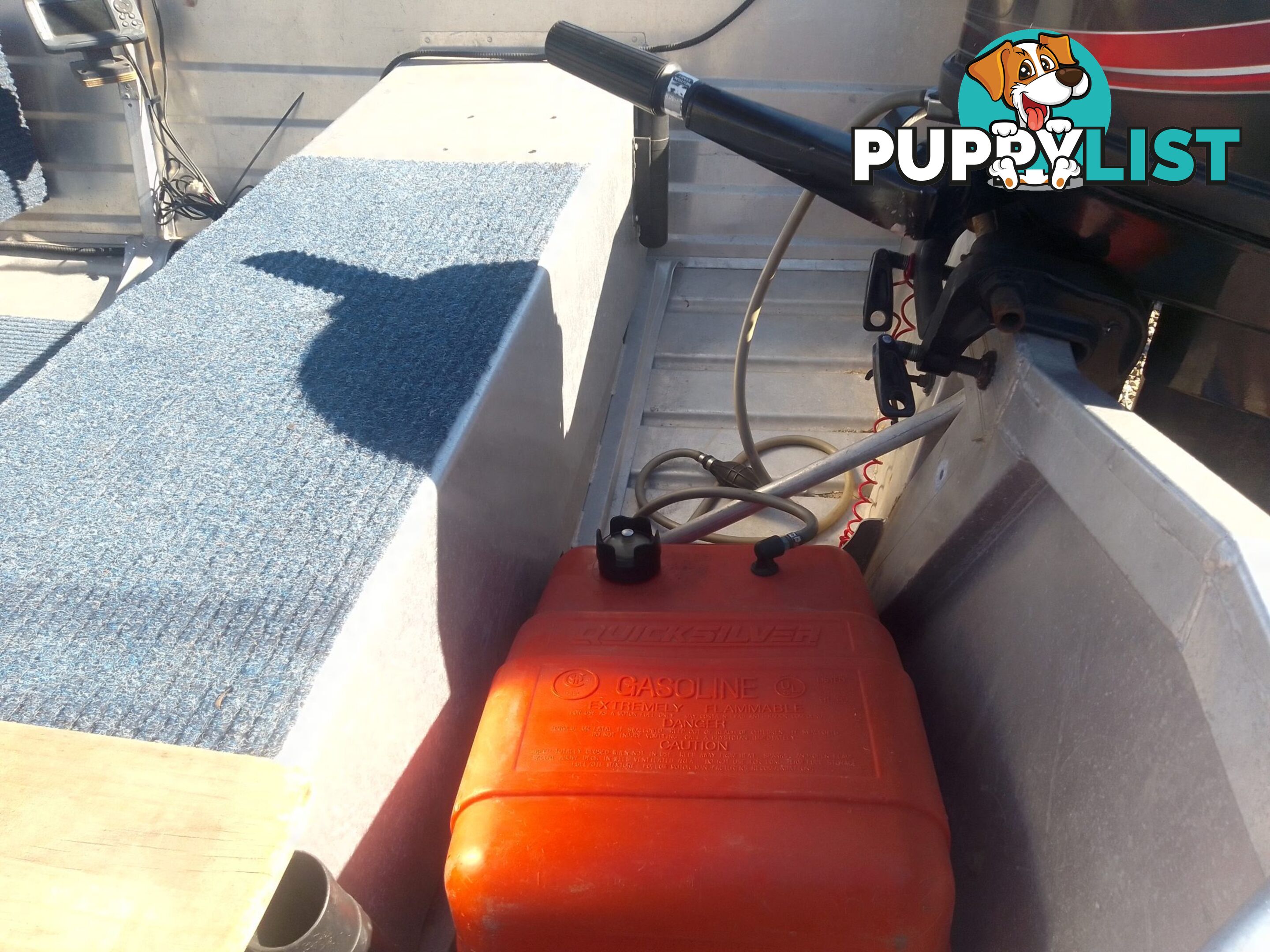 USED 2008 STACER 395 SEASPRITE OPEN DINGHY WITH A MERCURY 25HP OUTBOARD ON A 2003 SEALINK SINGLE AXLE TRAILER.