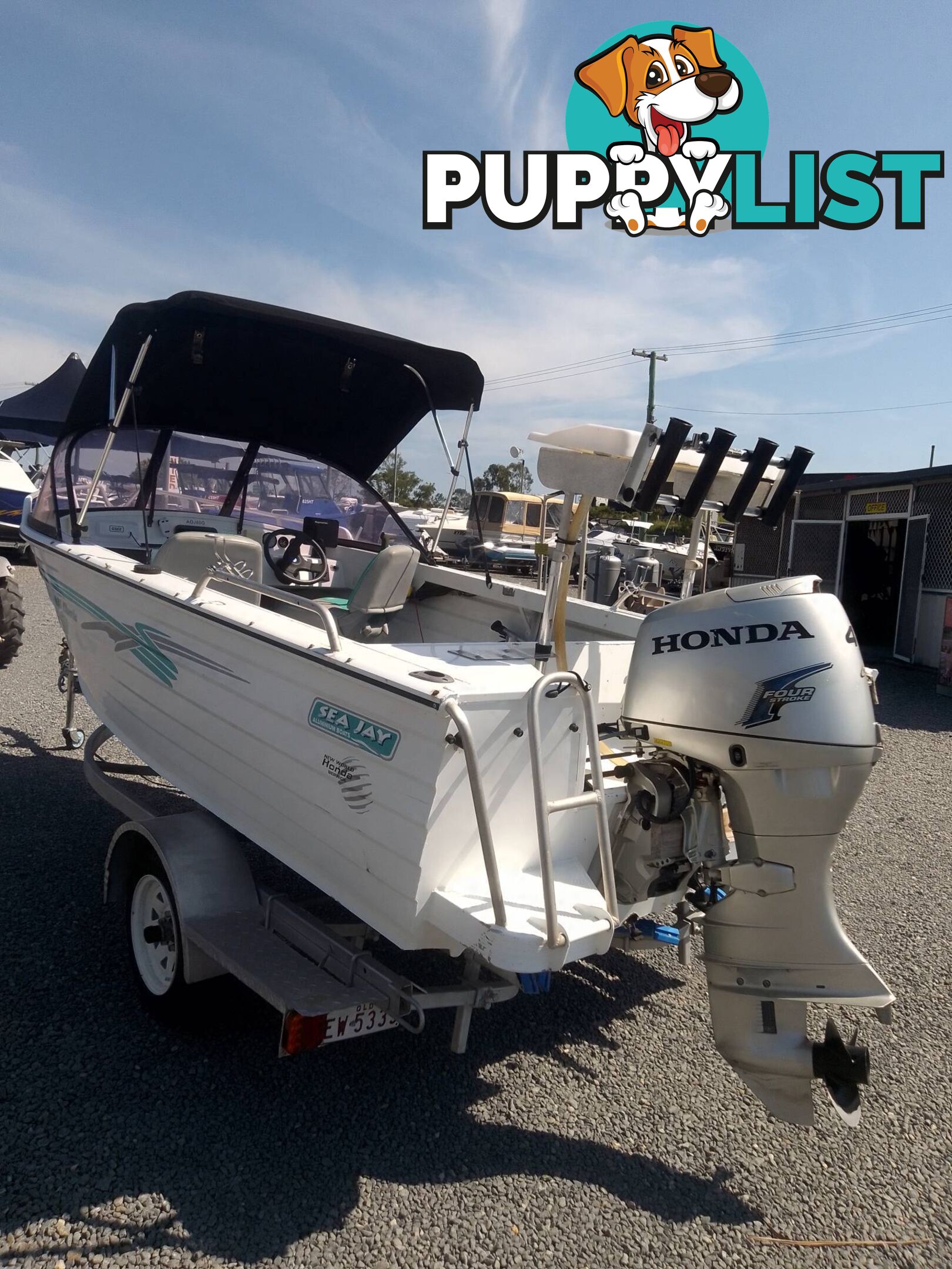 SEA JAY 435 CLASSIC 4.5M RUNABOUT-40HP HONDA 4 STROKE OUTBOARD AND TRAILER