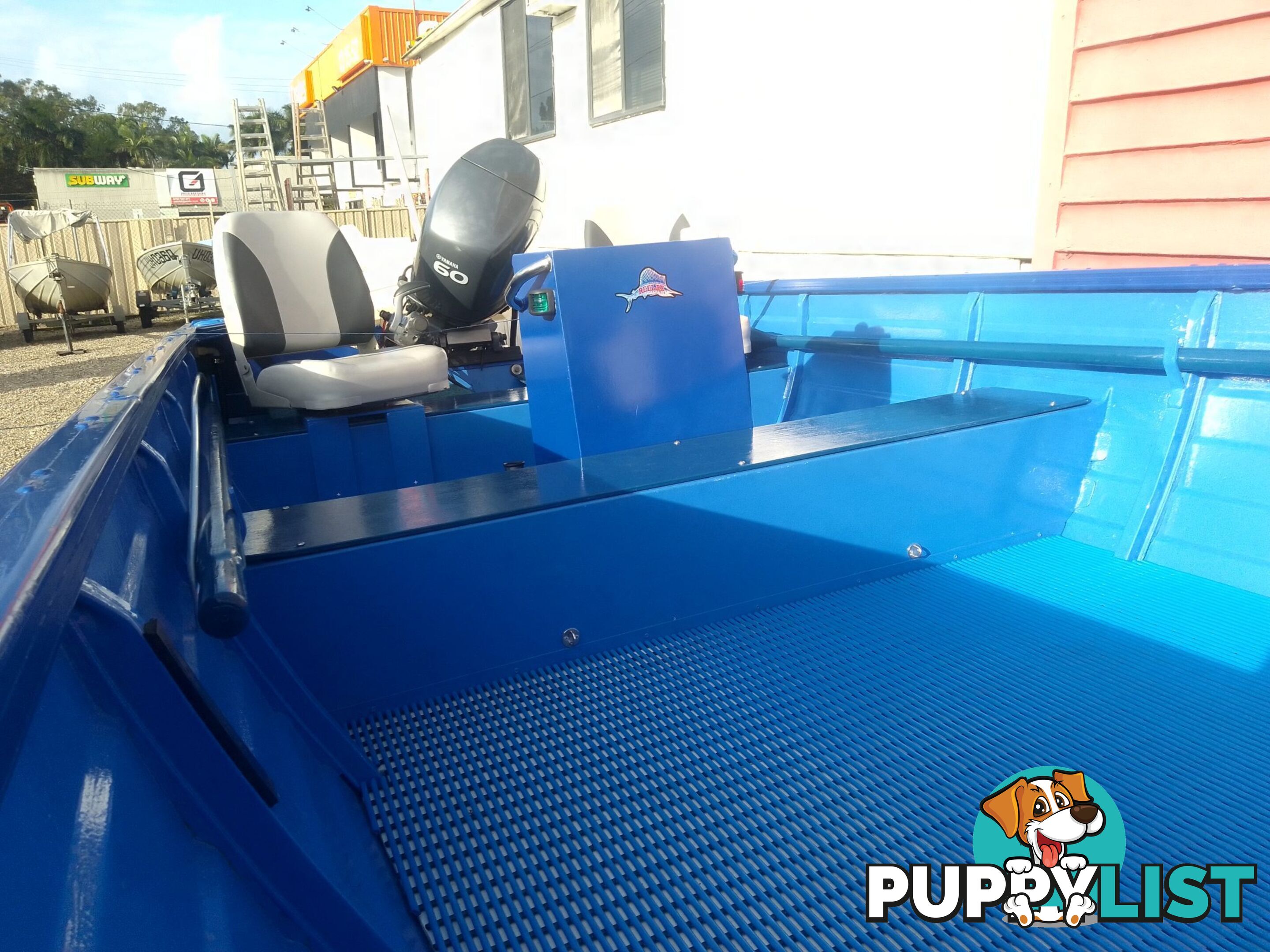 USED SEA HUNTER 4.5M OPEN DINGHY WITH A 2009 MODEL YAMAHA FOUR STROKE ENGINE ON A VZF FABRICATIONS ALLOY TRAILER