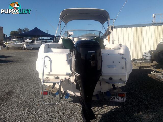 USED SAVAGE TASMAN 5.2 MT HALF CABIN 2005 POWERED BY A 115 HP SUZUKI 4 STROKE 2005 DONE 205 HOURS ON A 2017 MULTI ROLLER TRAILER