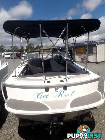 USED 2008 QUINTREX 560 FREEDOM CRUISER WITH 135HP INBOARD MERCRUISER ON QUINTREX TRAILER.