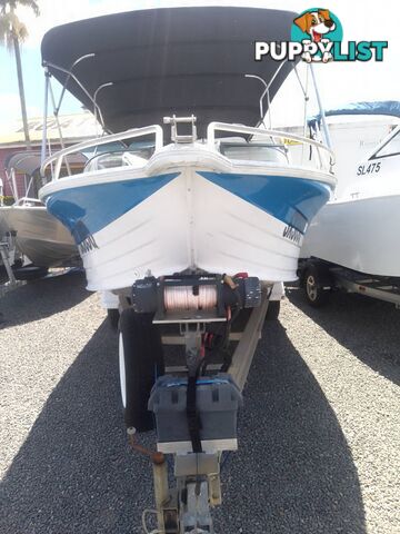 USED 2008 QUINTREX 560 FREEDOM CRUISER WITH 135HP INBOARD MERCRUISER ON QUINTREX TRAILER.