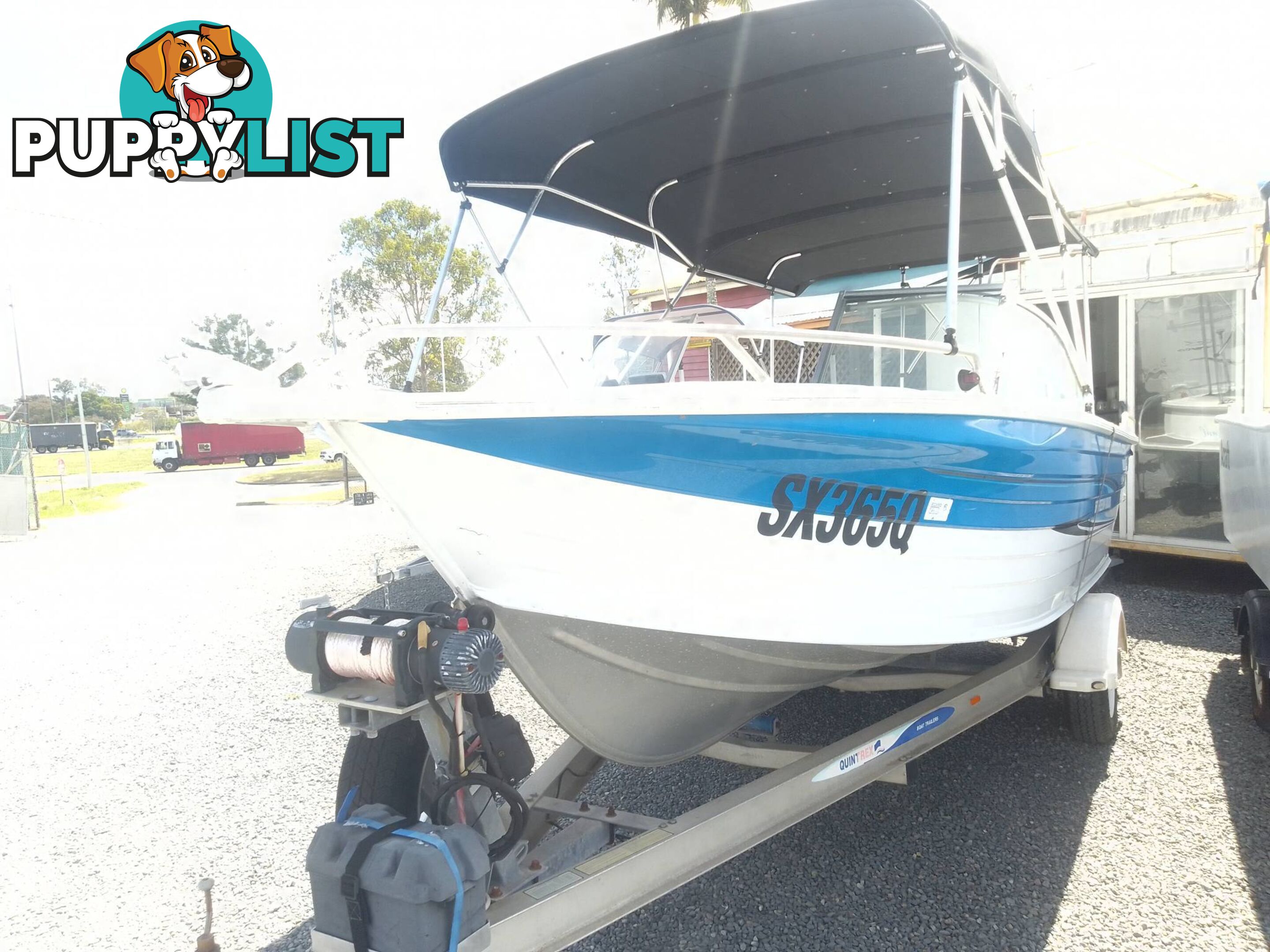 USED 2008 QUINTREX 560 FREEDOM CRUISER WITH 135HP INBOARD MERCRUISER ON QUINTREX TRAILER.