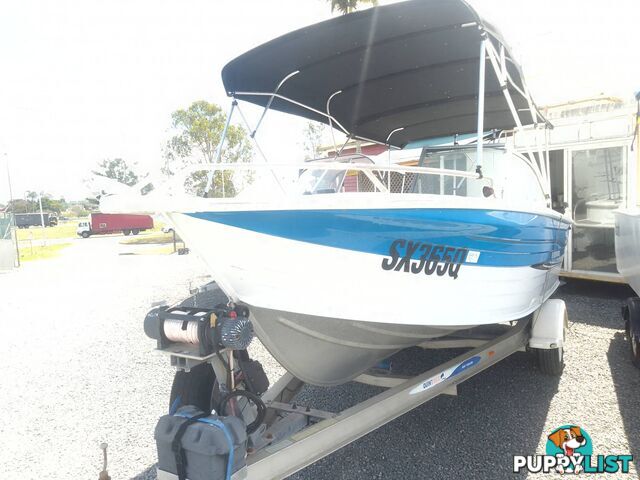 USED 2008 QUINTREX 560 FREEDOM CRUISER WITH 135HP INBOARD MERCRUISER ON QUINTREX TRAILER.