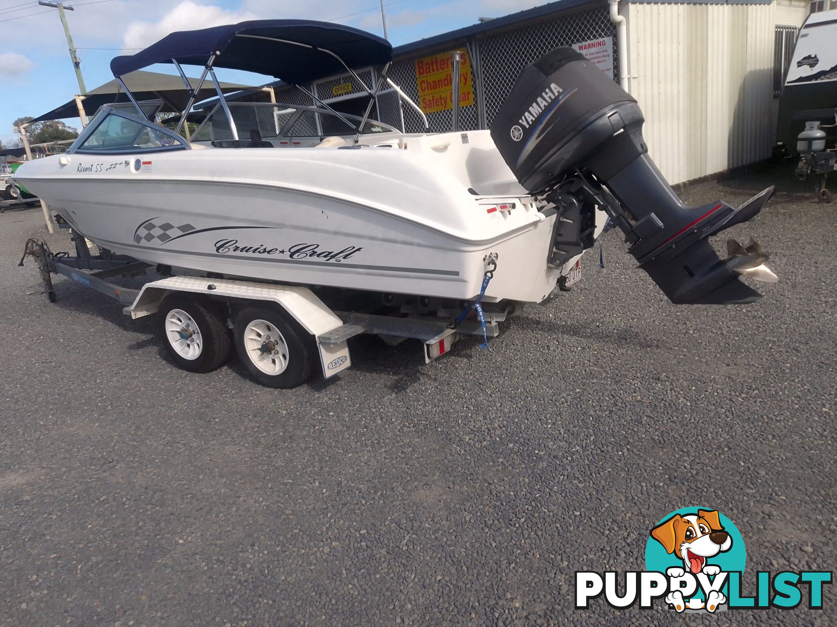 USED 2006 CRUISE CRAFT RESORT 55 BOWRIDER ON A 2005 REDCO TRAILER WITH A 2005 MODEL 150HP YAMAHA OUTBOARD.