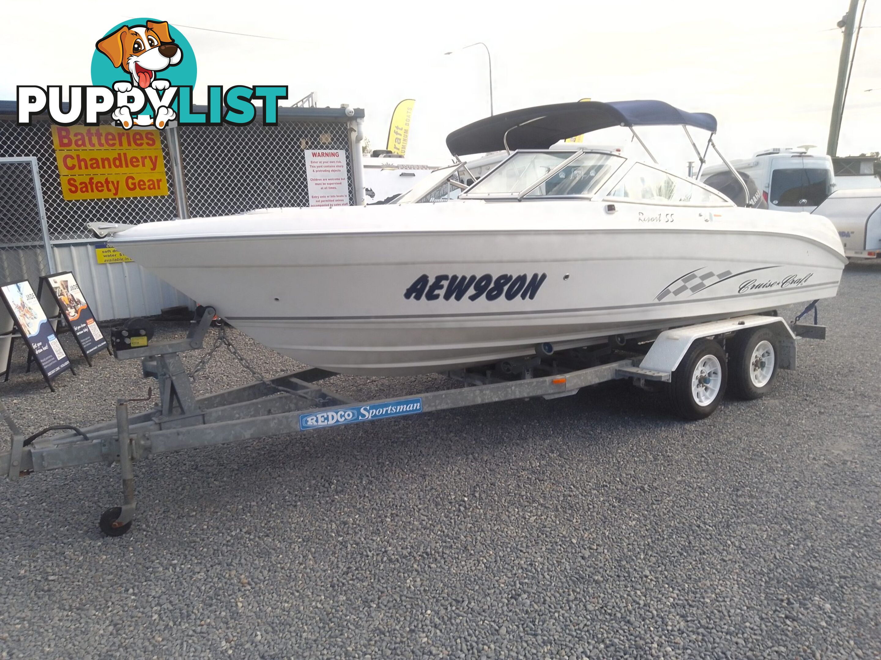 USED 2006 CRUISE CRAFT RESORT 55 BOWRIDER ON A 2005 REDCO TRAILER WITH A 2005 MODEL 150HP YAMAHA OUTBOARD.