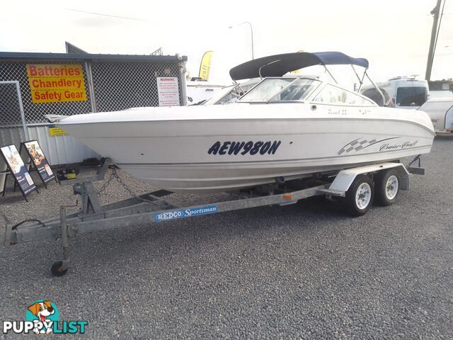 USED 2006 CRUISE CRAFT RESORT 55 BOWRIDER ON A 2005 REDCO TRAILER WITH A 2005 MODEL 150HP YAMAHA OUTBOARD.