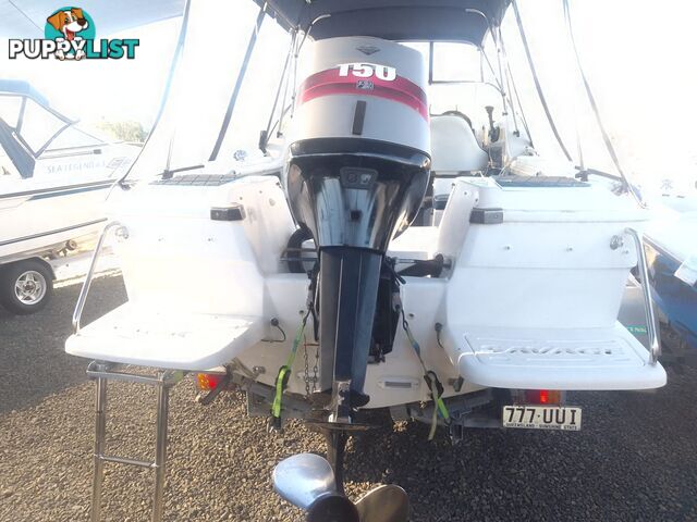 USED 2008 SAVAGE SURVEYOR HALF CABIN POWER BOAT ON A 2007 DUNBIER TRAILER WITH A 150HP MARINER EFI OUTBOARD MOTOR