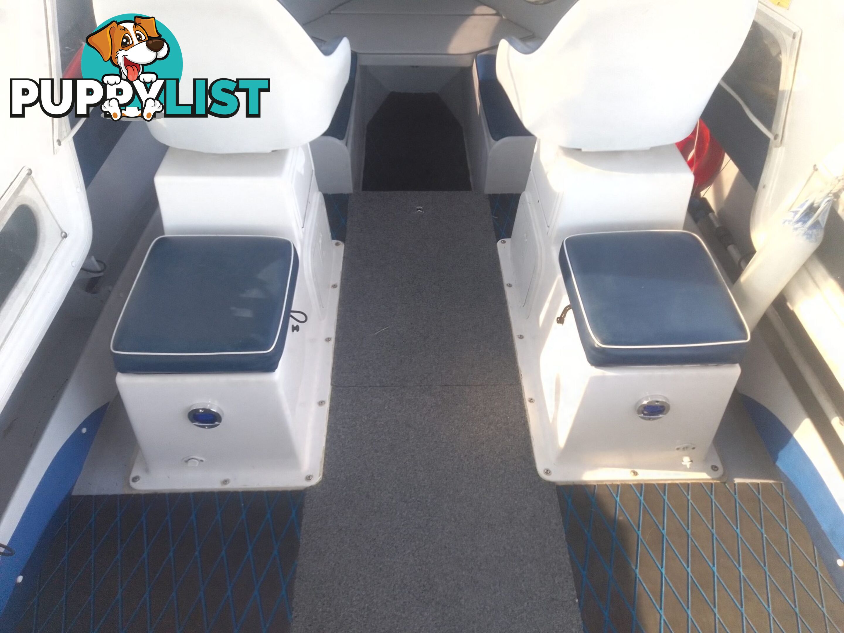 USED 2008 SAVAGE SURVEYOR HALF CABIN POWER BOAT ON A 2007 DUNBIER TRAILER WITH A 150HP MARINER EFI OUTBOARD MOTOR