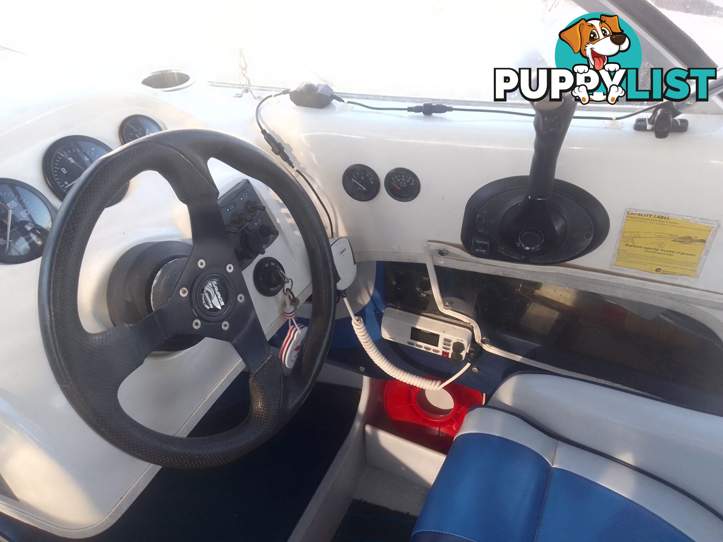 USED 2008 SAVAGE SURVEYOR HALF CABIN POWER BOAT ON A 2007 DUNBIER TRAILER WITH A 150HP MARINER EFI OUTBOARD MOTOR