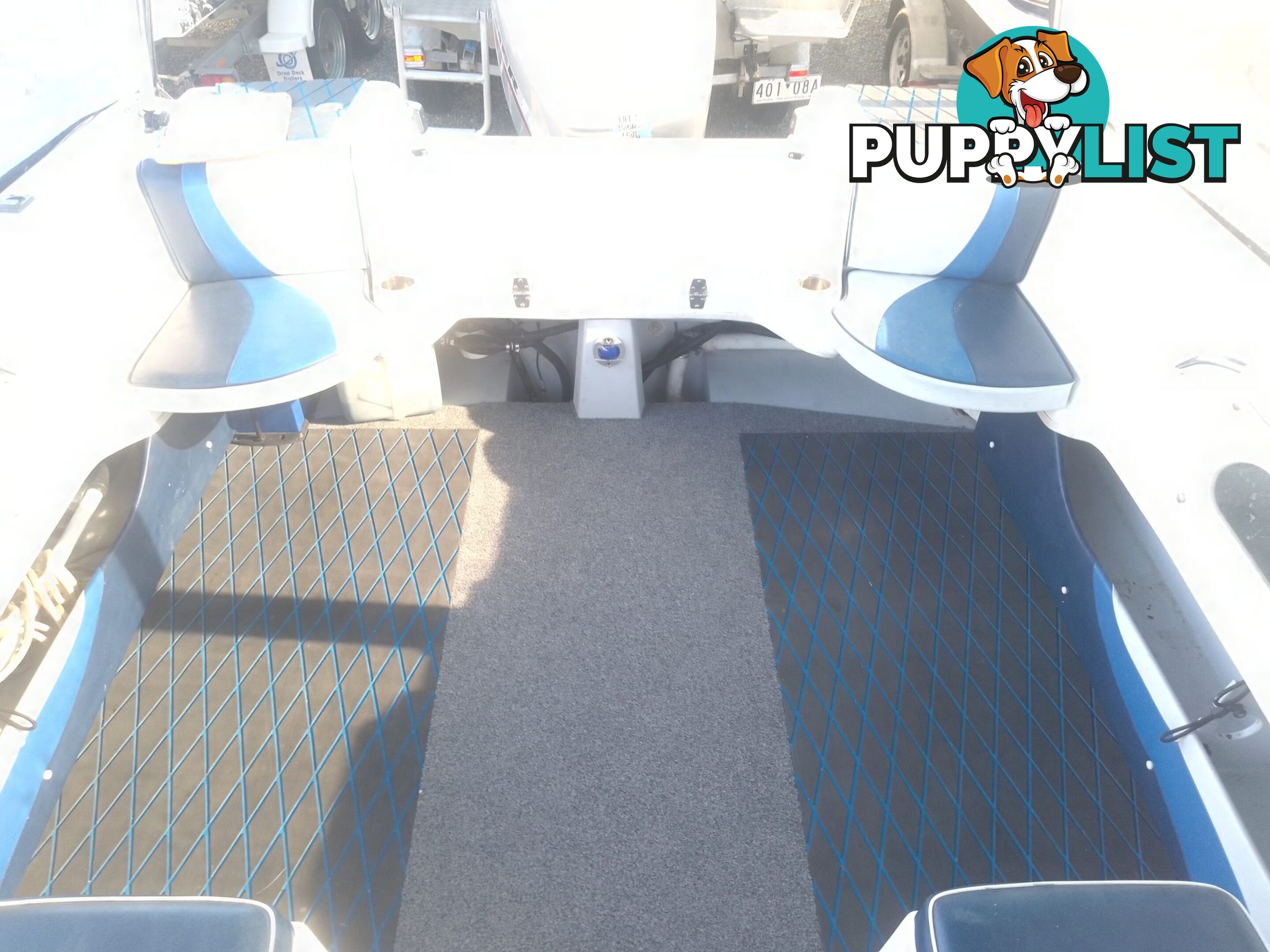 USED 2008 SAVAGE SURVEYOR HALF CABIN POWER BOAT ON A 2007 DUNBIER TRAILER WITH A 150HP MARINER EFI OUTBOARD MOTOR