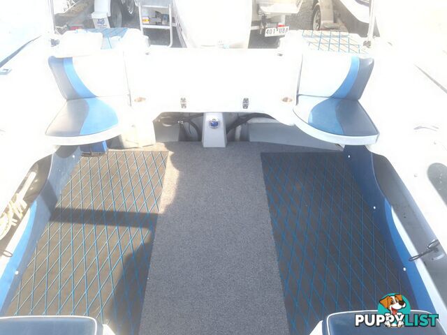 USED 2008 SAVAGE SURVEYOR HALF CABIN POWER BOAT ON A 2007 DUNBIER TRAILER WITH A 150HP MARINER EFI OUTBOARD MOTOR
