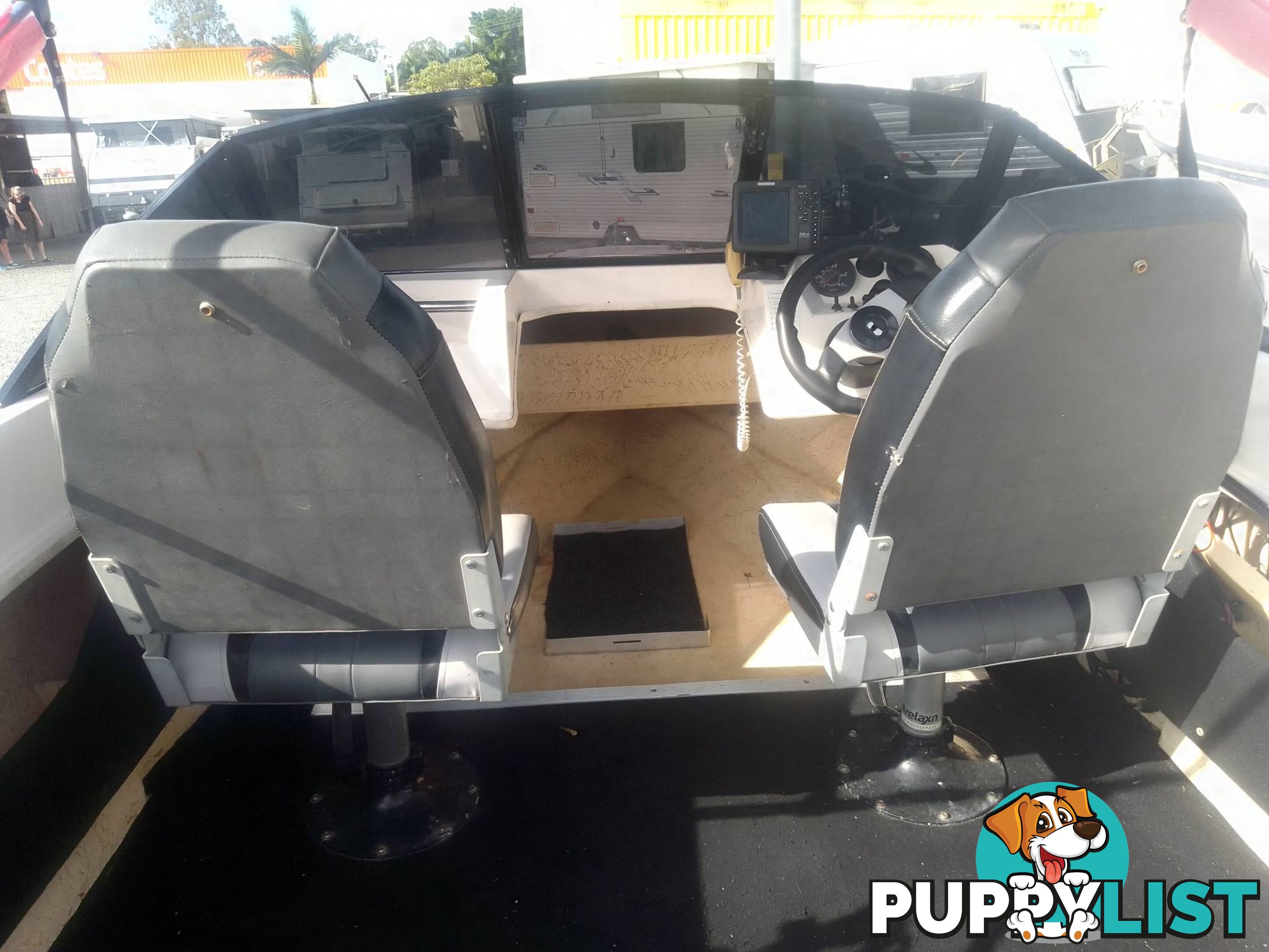 USED 1989 HAINES HUNTER 455R SPORTS RUNABOAT WITH A 115HP ETEC OUTBOARD ON A 1981 FELK TRAILER