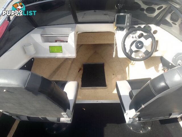 USED 1989 HAINES HUNTER 455R SPORTS RUNABOAT WITH A 115HP ETEC OUTBOARD ON A 1981 FELK TRAILER
