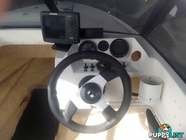 USED 1989 HAINES HUNTER 455R SPORTS RUNABOAT WITH A 115HP ETEC OUTBOARD ON A 1981 FELK TRAILER