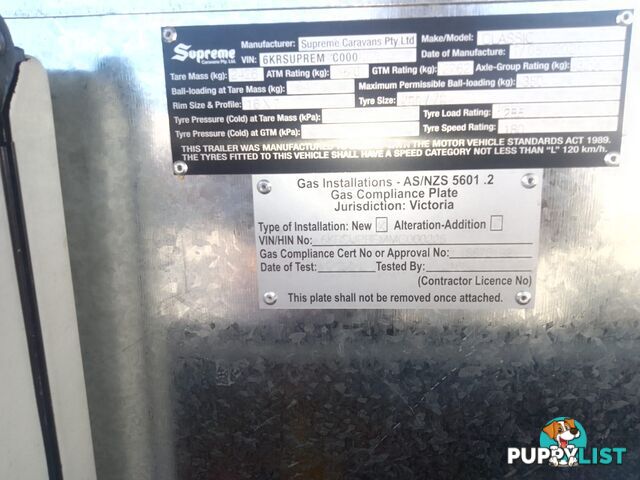 USED 2021 SUPREME CLASSIC TOURING CARAVAN 21FT