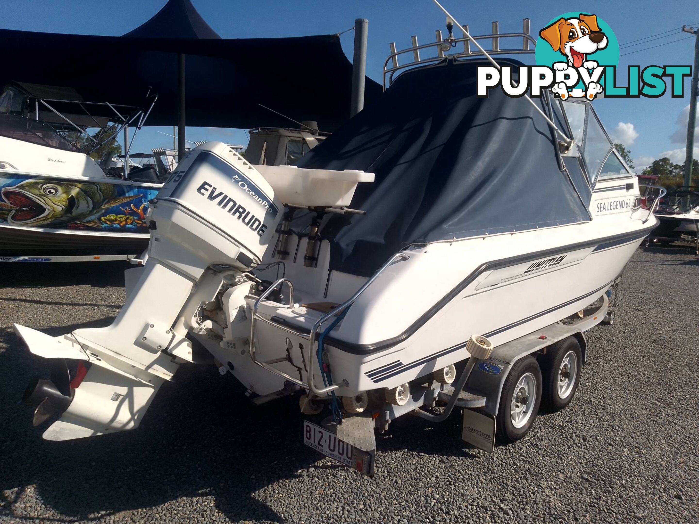 1997 WHITTLEY SEA LEGEND 6.3MTR WITH 175HP EVINRUDE OUTBOARD MOTOR ON EASYTOW TRAILER