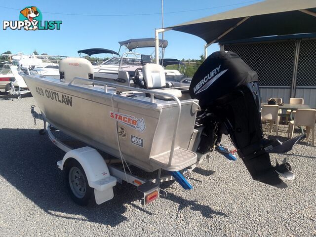 USED 2019 STACER 429 OUTLAW WITH A 40HP MERCURY 4 STROKE OUTBOARD ON A 2019 STACER TRAILER