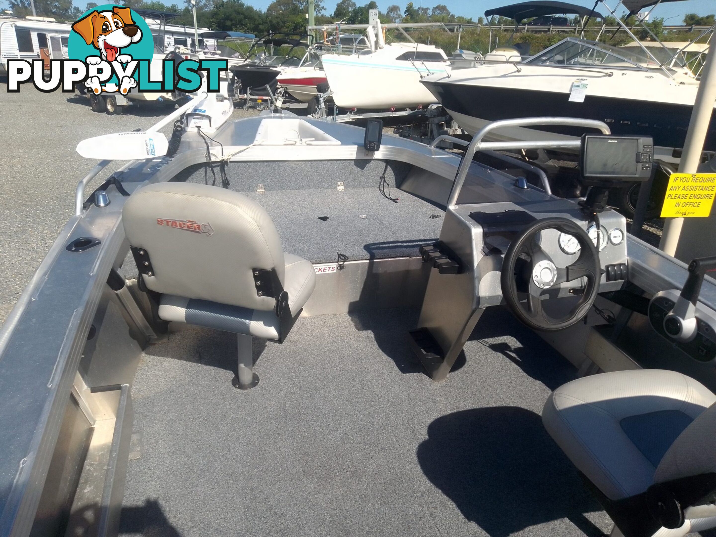 USED 2019 STACER 429 OUTLAW WITH A 40HP MERCURY 4 STROKE OUTBOARD ON A 2019 STACER TRAILER
