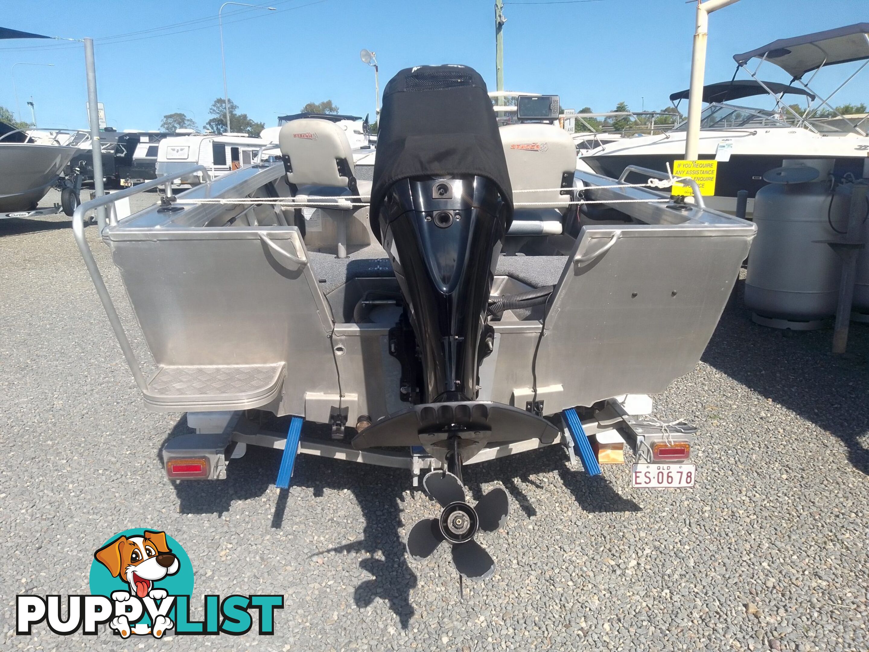 USED 2019 STACER 429 OUTLAW WITH A 40HP MERCURY 4 STROKE OUTBOARD ON A 2019 STACER TRAILER