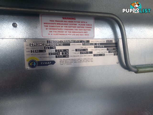 USED 2021 FRANKLIN G4 21FT TOURING DUAL AXLE CARAVAN