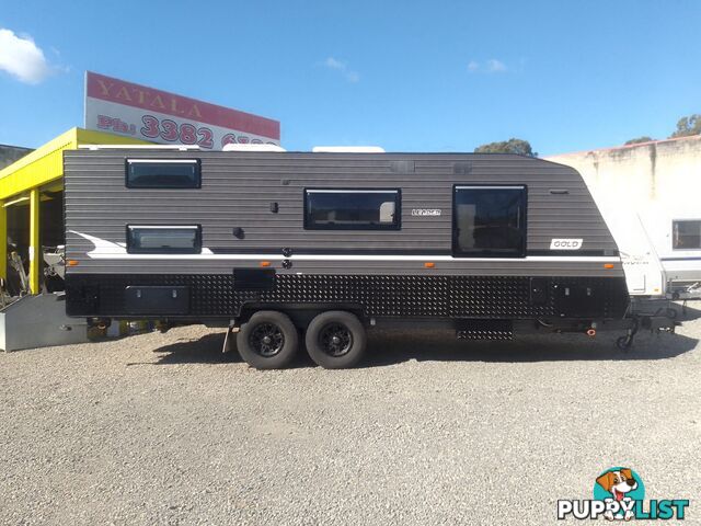 USED 2021 LEADER GOLD 2 BUNK FAMILY SEMI OFF ROAD DUAL AXLE CARAVAN