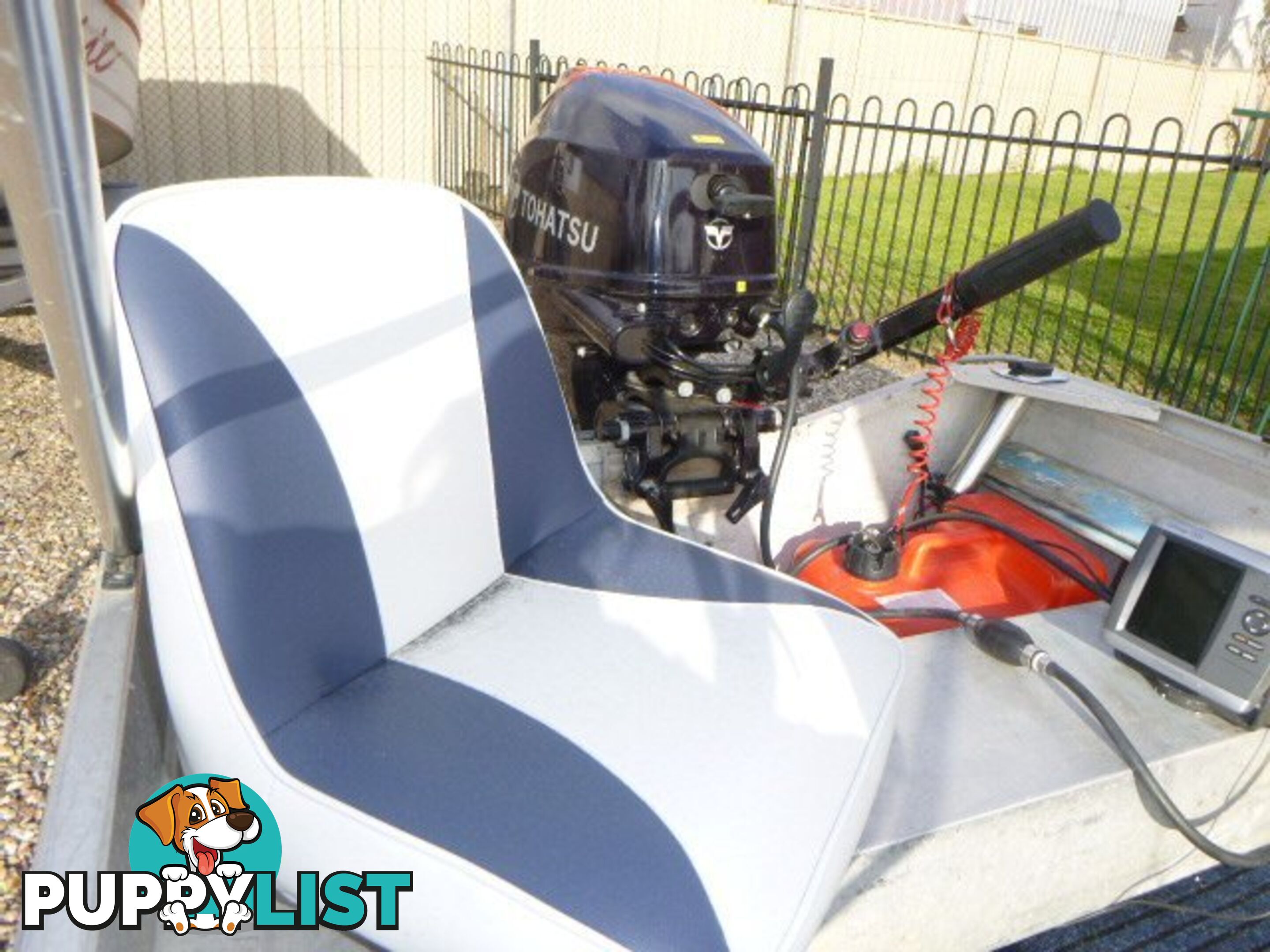 CLARK 3.1 CLIPPER DINGHY WITH 15HP 4 STROKE TOHATSU AND TRAILER Stock# 8486  TYPE Boats   LENG