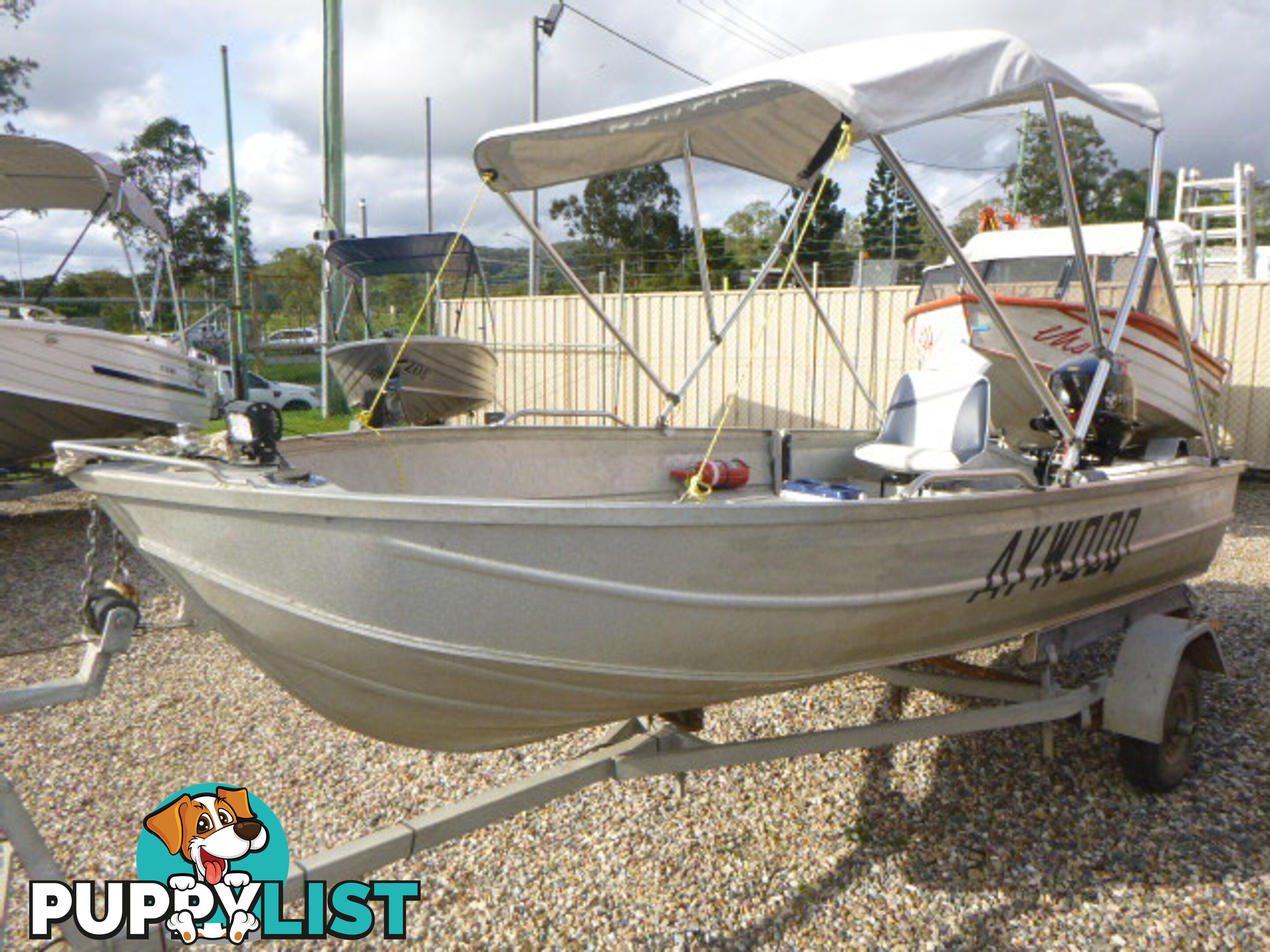 CLARK 3.1 CLIPPER DINGHY WITH 15HP 4 STROKE TOHATSU AND TRAILER Stock# 8486  TYPE Boats   LENG