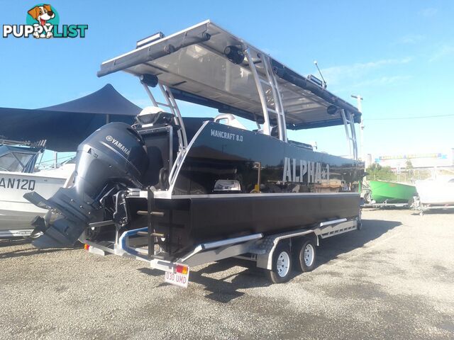 USED 2021 MANCRAFT 8.00M PONTOON BOAT WITH 2020 MODEL 250HP YAMAHA 4 STROKE ENGINE ON A 2021 DAVID BALE BUILT ALLOY CUSTOM BUILT TRAILER.