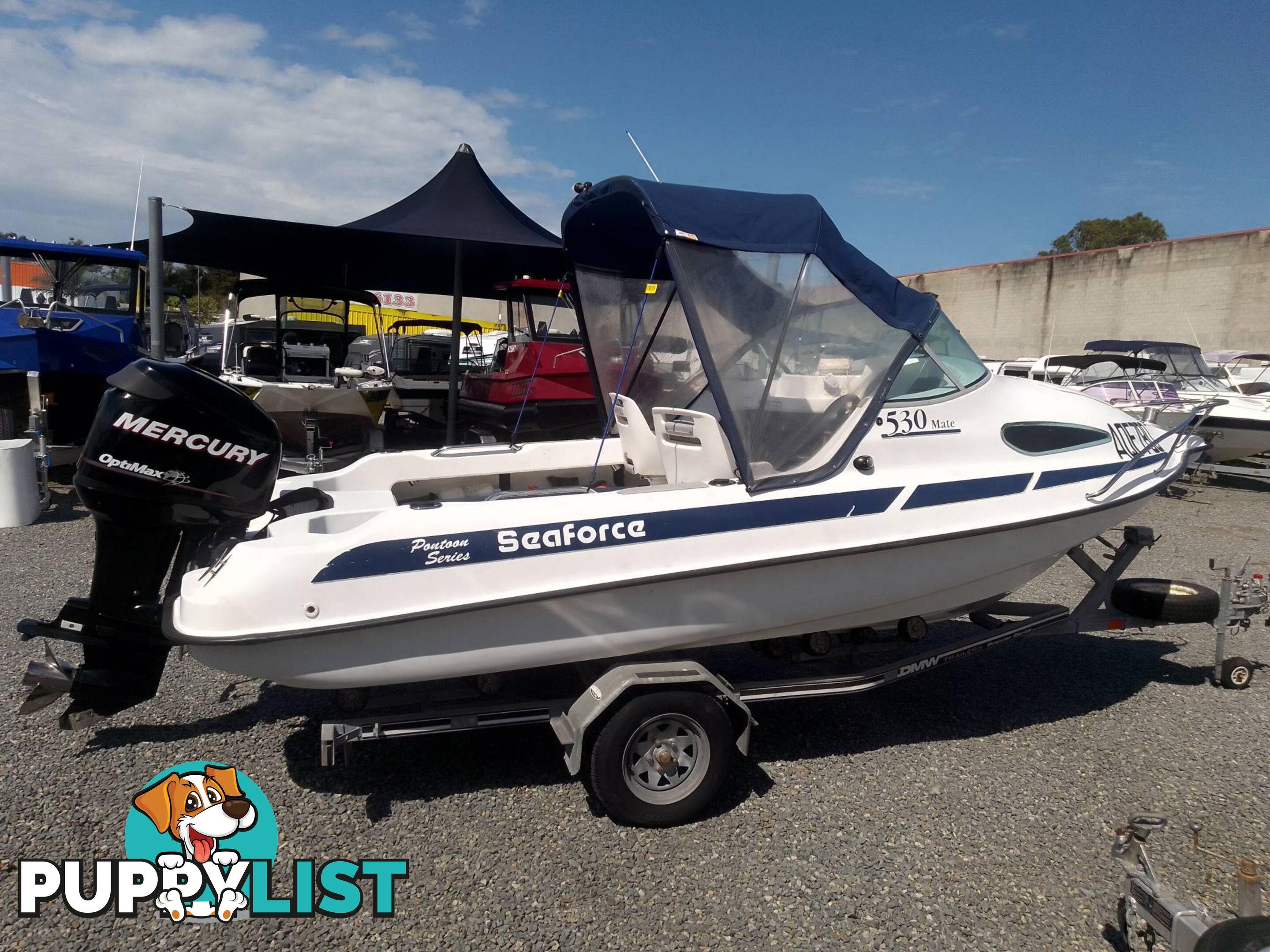 SEAFORCE 530 MATE PONTOON 1/2 CABIN-MERCURY 90HP OPTIMAX AND TRAILER