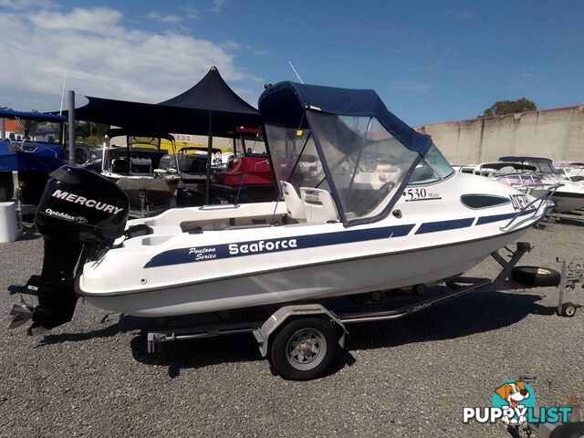 SEAFORCE 530 MATE PONTOON 1/2 CABIN-MERCURY 90HP OPTIMAX AND TRAILER