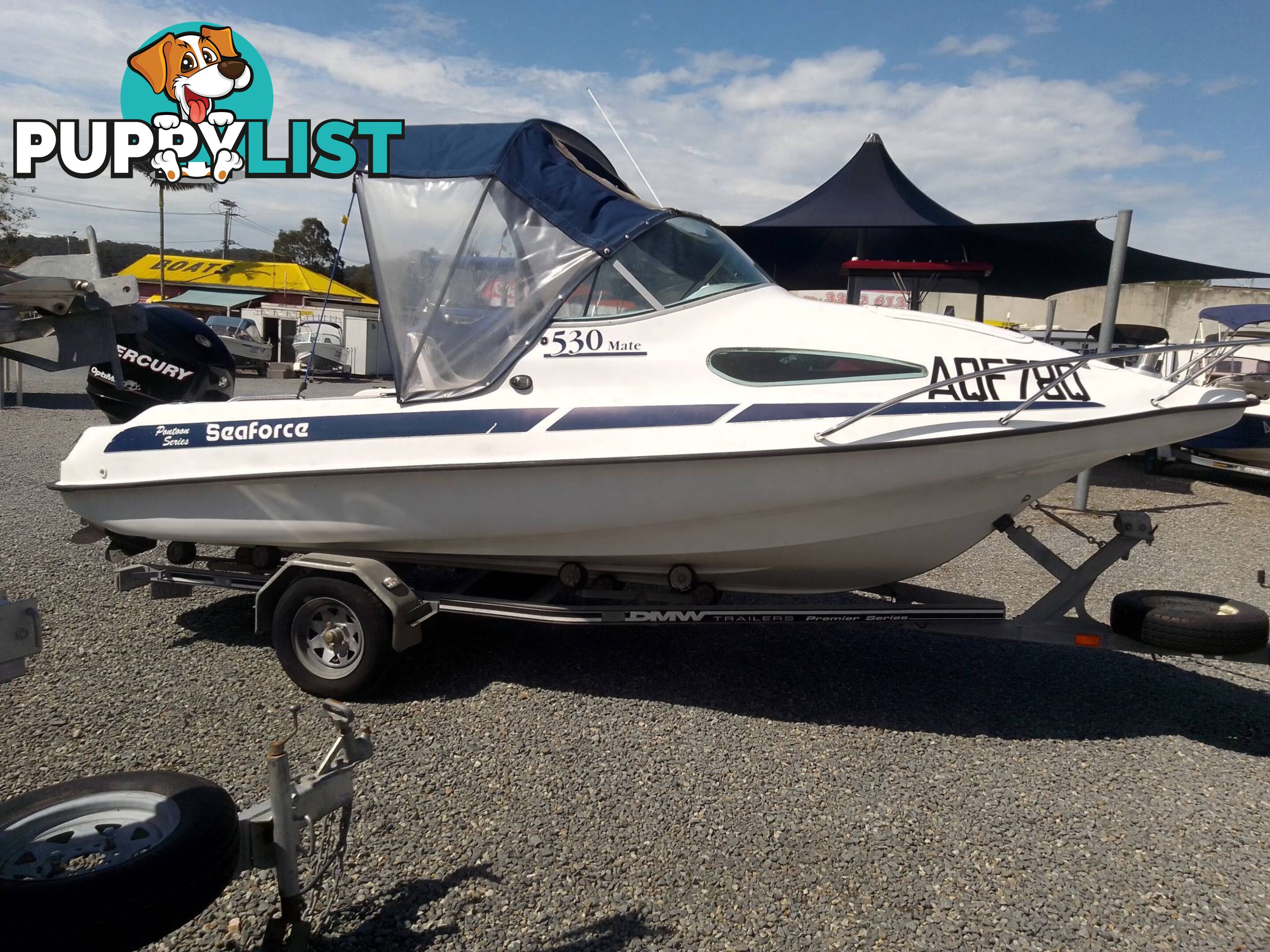 SEAFORCE 530 MATE PONTOON 1/2 CABIN-MERCURY 90HP OPTIMAX AND TRAILER