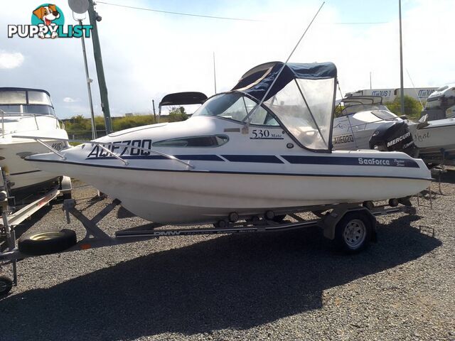 SEAFORCE 530 MATE PONTOON 1/2 CABIN-MERCURY 90HP OPTIMAX AND TRAILER