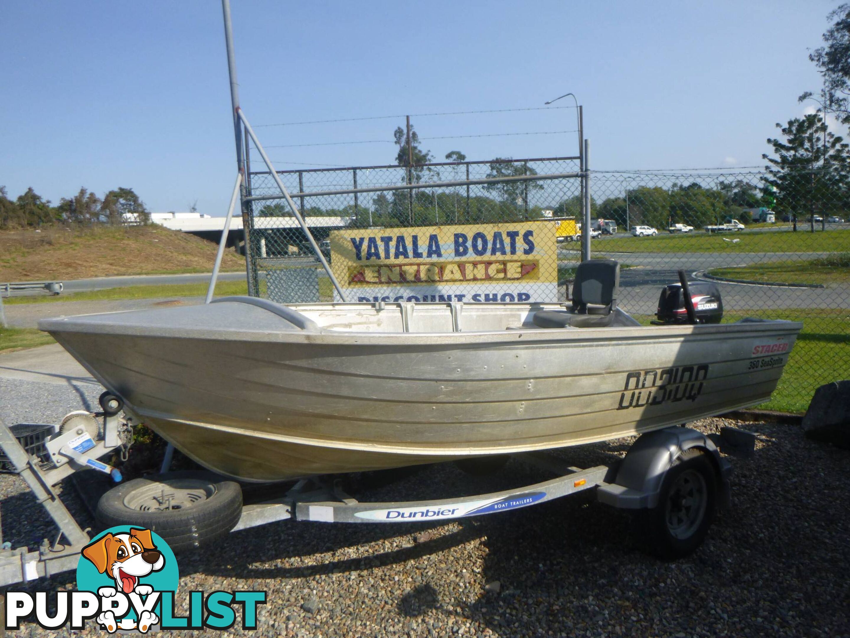 STACER 380 SEASPRITE OPEN DINGY-SUZUKI 15HP-DUNBIER TRAILER