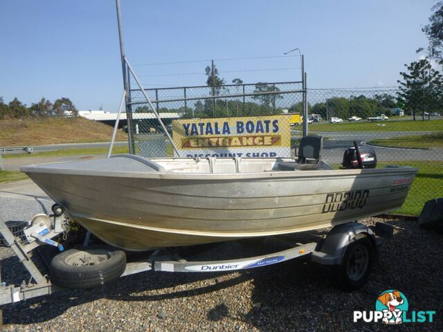 STACER 380 SEASPRITE OPEN DINGY-SUZUKI 15HP-DUNBIER TRAILER