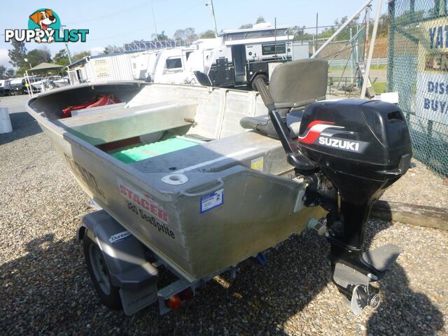 STACER 380 SEASPRITE OPEN DINGY-SUZUKI 15HP-DUNBIER TRAILER