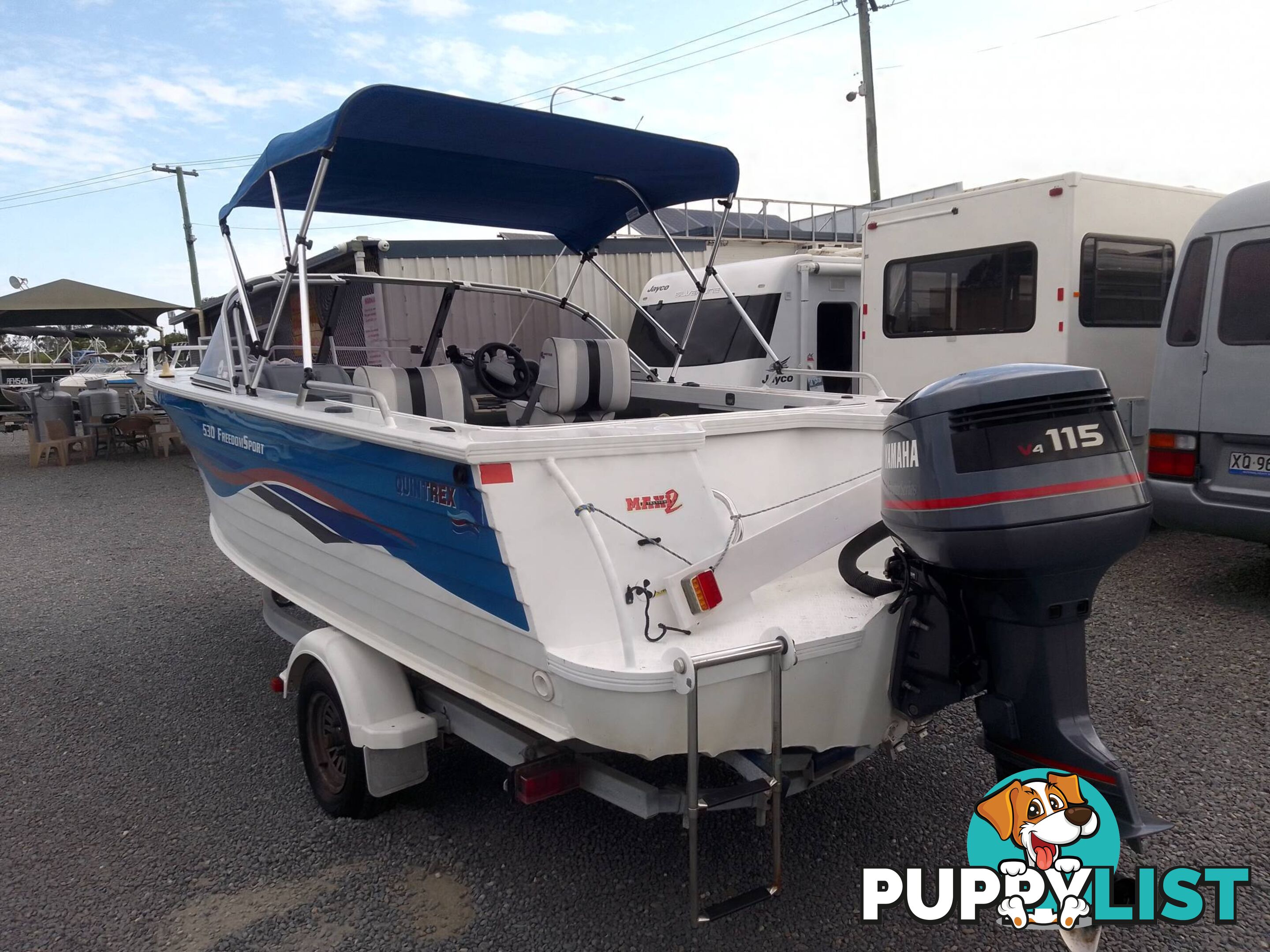 QUINTREX FREEDOM SPORT 550 BOWRIDER -YAMAHA 115HP 2 STROKE AND TRAILER