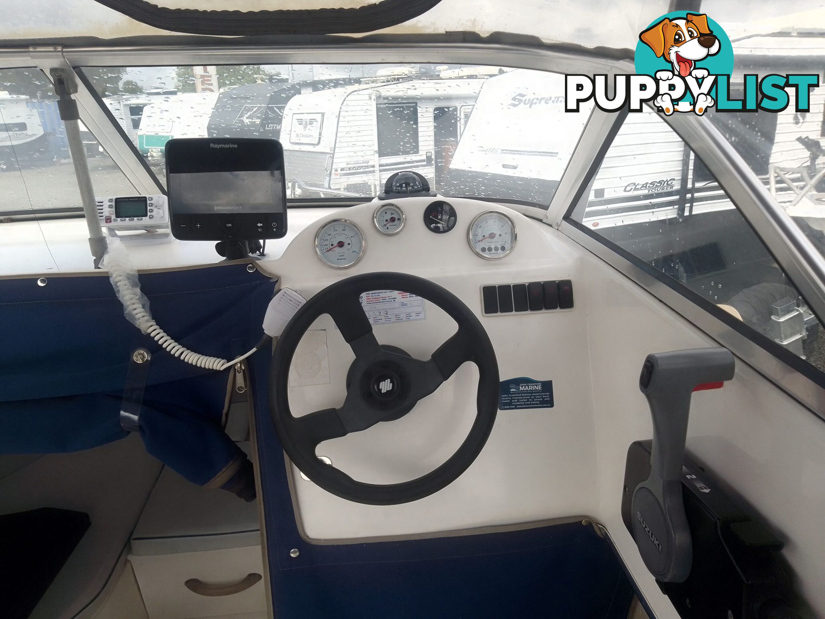 USED 2003 EAGLERAY 1800 SPORTS HALF CABIN WITH A 90HP SUZUKI 4 STROKE OUTBOARD ON A 2003 MODEL SPECIAL DUEL AXLE TRAILER