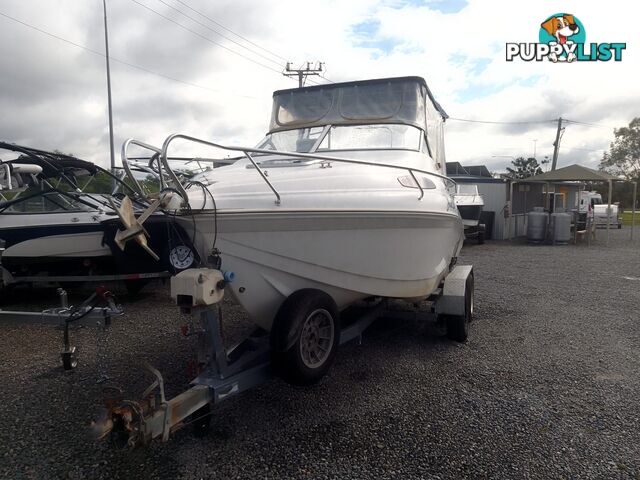 USED 2003 EAGLERAY 1800 SPORTS HALF CABIN WITH A 90HP SUZUKI 4 STROKE OUTBOARD ON A 2003 MODEL SPECIAL DUEL AXLE TRAILER