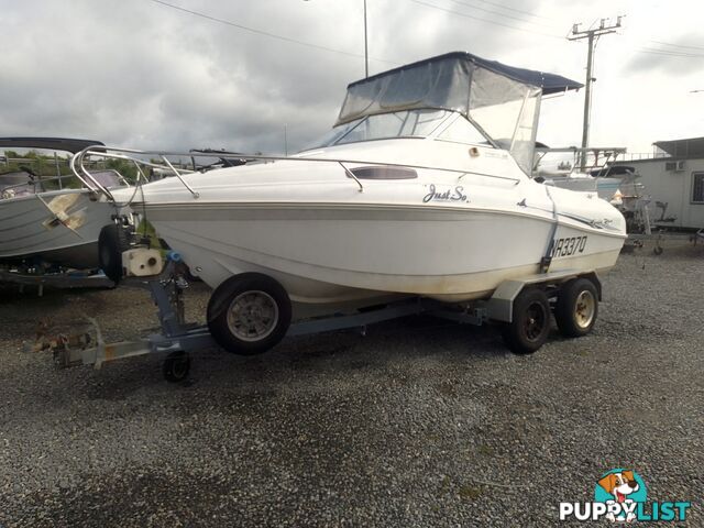 USED 2003 EAGLERAY 1800 SPORTS HALF CABIN WITH A 90HP SUZUKI 4 STROKE OUTBOARD ON A 2003 MODEL SPECIAL DUEL AXLE TRAILER