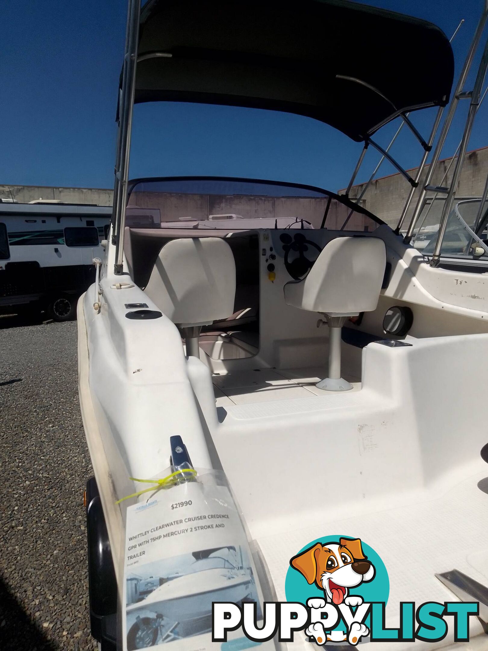 WHITTLEY CLEARWATER CRUISER CREDENCE GPR WITH 75HP MERCURY 2 STROKE AND TRAILER