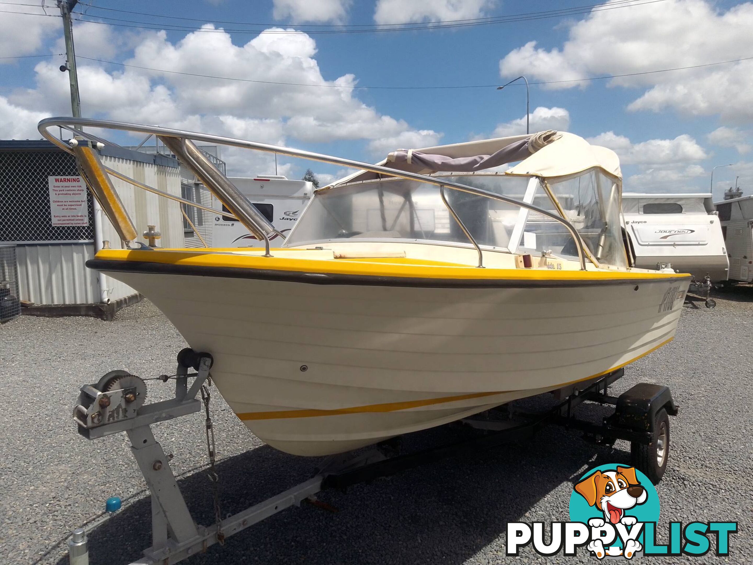 CRUISE CRAFT 4.5M RUNABOAT WITH 2020 YEAR OF MANUFACTURE 50HP MERCURY OUTBOARD ON TINKA TRAILER