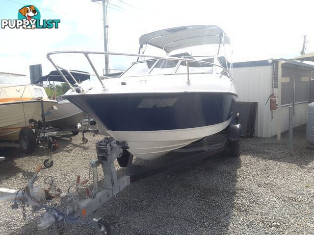 USED 2006 BAYLINER DISCOVERY CUDDY CABIN WITH A FOUR CYLINDER 135HP MERCRUISER ON A KARAVAN SINGLE AXLE TRAILER