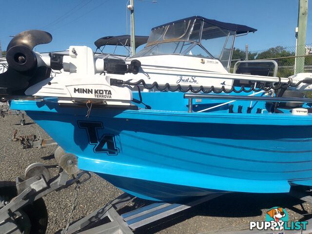 USED 2020 POLYCRAFT DRIFTER 4.5M OPEN DINGHY WITH A 60HP HONDA 4 STROKE OUTBOARD ON A 2020 OCEANIC SINGLE AXLE TRAILER