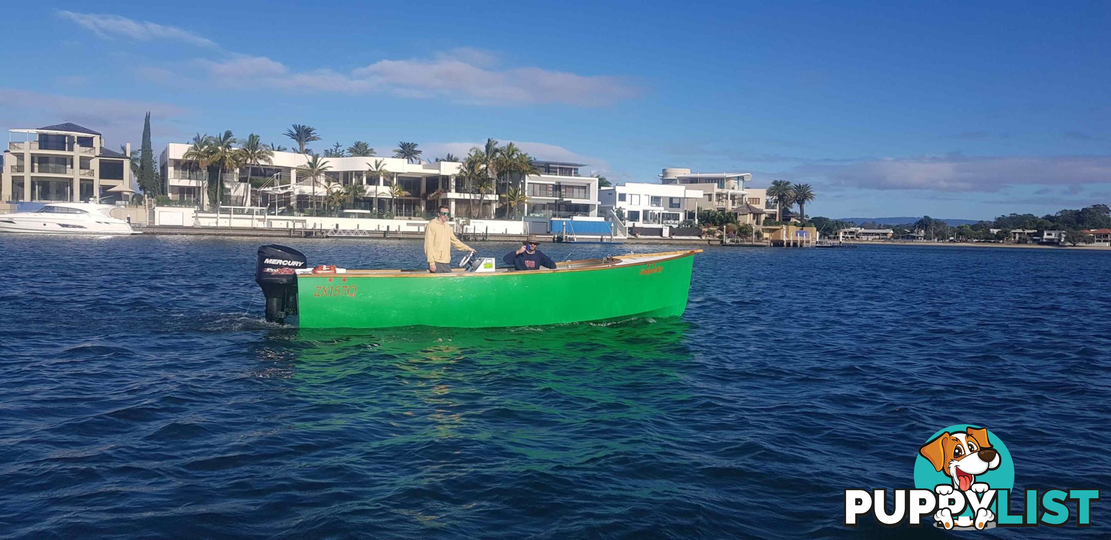 USED 2015 CUSTOM 7.00M COMPOSITE LAUNCH ON A DUAL AXLE TRAILER WITH A 2015 MODEL MERCURY OPTIMAX 175HP OUTBOARD.