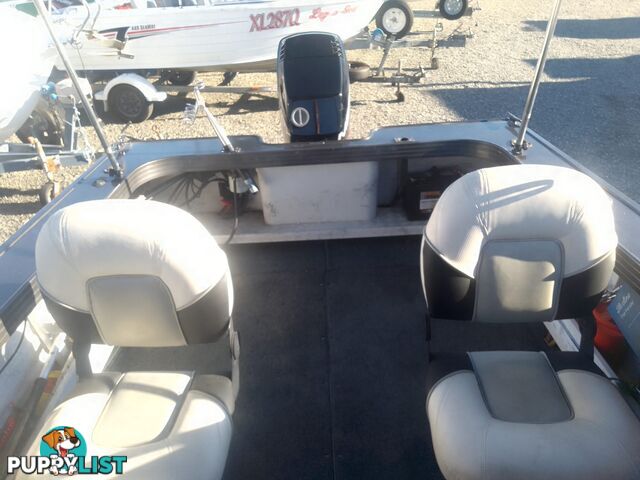 USED 2003 QUINTREX FREEDOM SPORTS 4.75M BOWRIDER WITH A 2002 75HP MERCURY OUTBOARD ON A SPECIAL SINGLE AXLE TRAILER