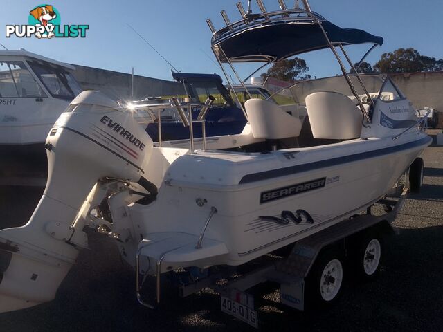 USED 2002 SEAFARER VIKING 5.5M CUDDY CABIN WITH A 2002 115HP EVINRUDE OUTBOARD ON A 2002 TINKA SEAFARER SINGLE AXLE TRAILER