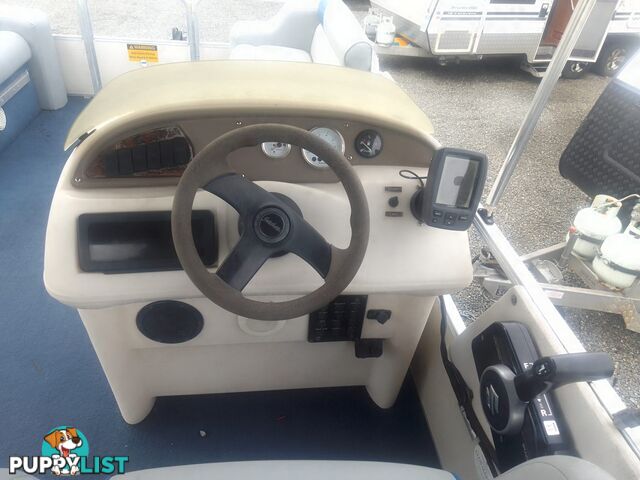 USED 2003 SWEETWATER CHALLENGER 180SE PONTOON BOAT WITH A 2019 SUZUKI 4 STROKE OUTBOARD